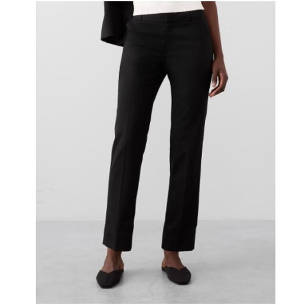 Banana Republic Women Black Ryan Stretch Twill Straight Pant Petite Size 00 NWT